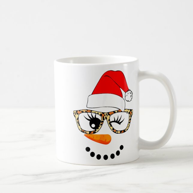 Leopard Gles Santa Claus Snowman Face Christmas Co Coffee Mug (Right)