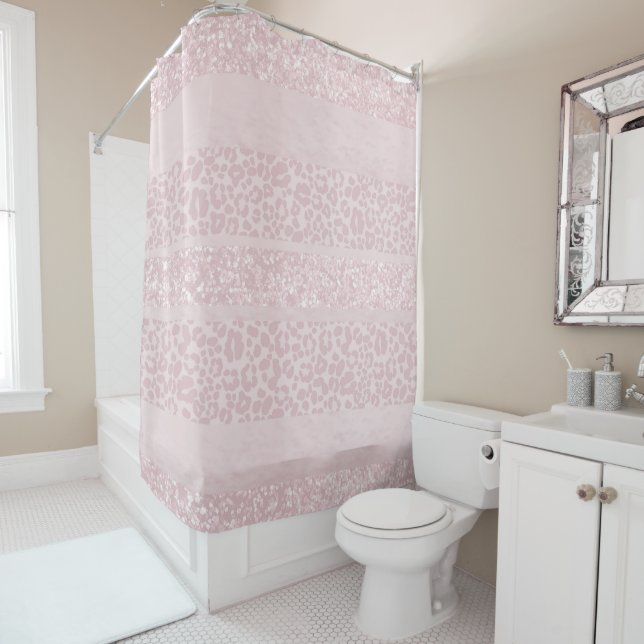 Leopard Glitter Stripes Glam 10 Shower Curtain (In Situ)