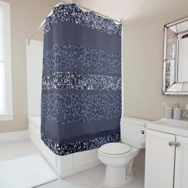 Leopard Glitter Stripes Glam 5 Shower Curtain (In Situ)