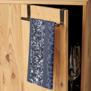 Leopard Glitter Stripes Glam 5 Tea Towel