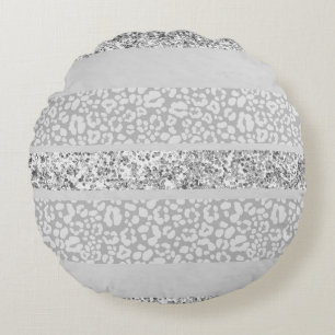 Leopard Glitter Stripes Glam 7 Round Cushion