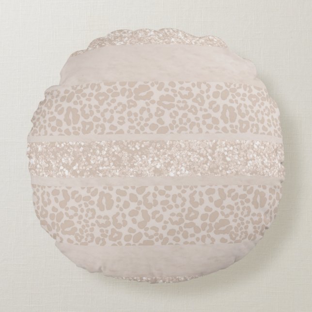 Leopard Glitter Stripes Glam 8 Round Cushion (Front)