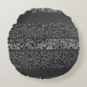Leopard Glitter Stripes Glam 9 Round Cushion