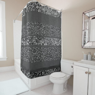 Leopard Glitter Stripes Glam 9 Shower Curtain