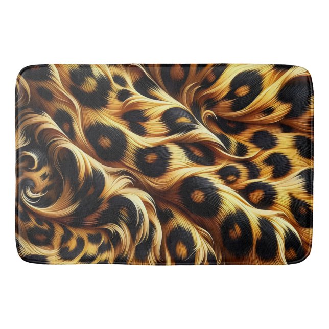 Leopard Glow: Embrace Exotic Comfort Bath Mat (Front)