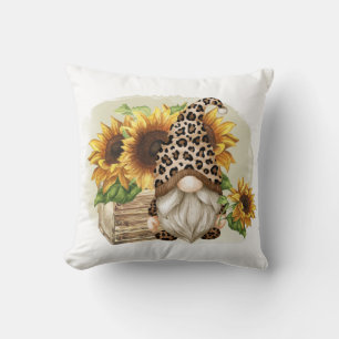 Leopard Gnome Sunflowers Cushion