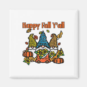 Leopard Gnomes Happy Fall Yall Thanksgiving Men Wo Magnet