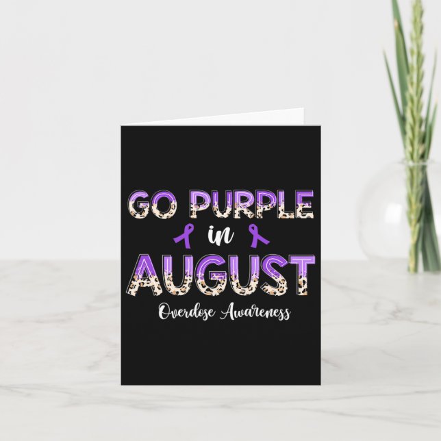 Leopard Go Purple In August Overdose Awareness  Card (Front)