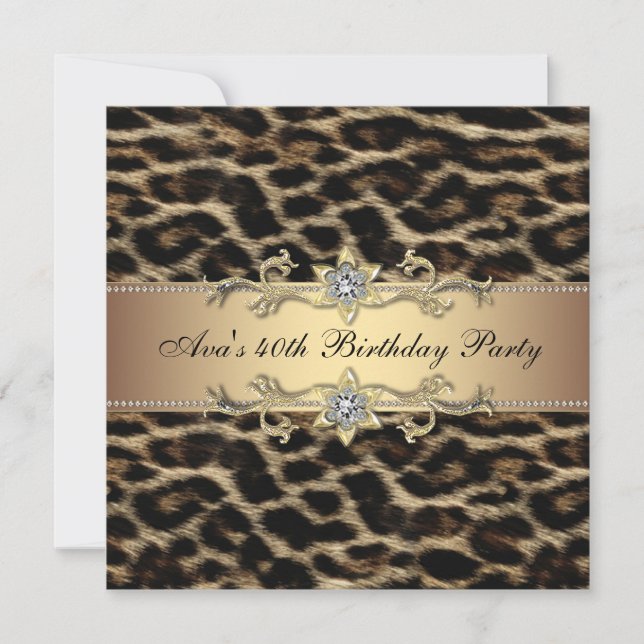 Leopard Gold Leopard 40th Birthday Invitation (Front)