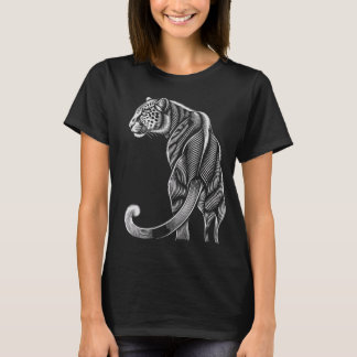 "Leopard Grace – Artistic Line Art T-Shirt