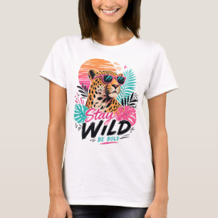 Leopard Graphic Shirt with Tropical Stay Wild