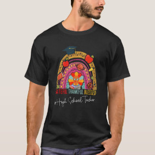 Leopard Grateful Thankful High School Teacher Rain T-Shirt