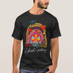 Leopard Grateful Thankful School Secretary Rainbow T-Shirt
