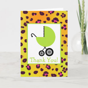 Leopard & Green Carriage Baby Shower Thank You