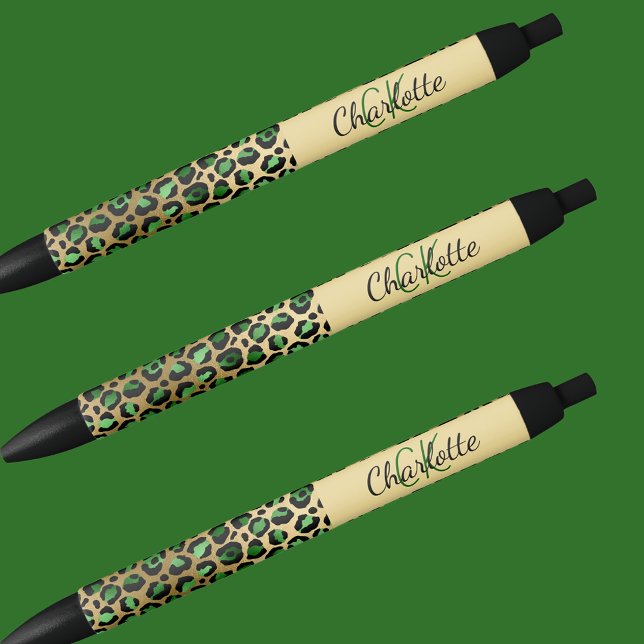 Leopard green gold monogram signature name black ink pen (Creator Uploaded)