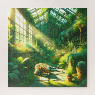 Leopard Greenhouse Retreat Sunbeam Slumber Jigsaw Puzzle