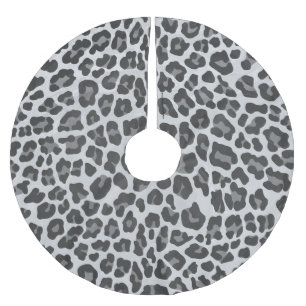Leopard Grey and Light Grey Print Brushed Polyester Tree Skirt