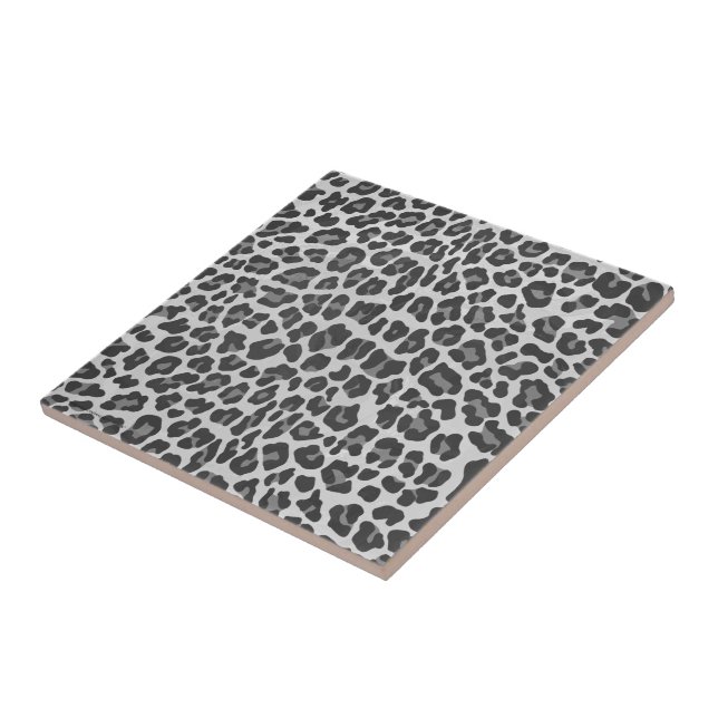 Leopard Grey and Light Grey Print Ceramic Tile (Side)