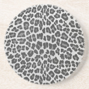 Leopard Grey and Light Grey Print Coaster
