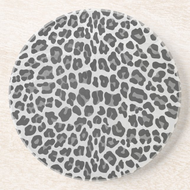 Leopard Grey and Light Grey Print Coaster (Front)