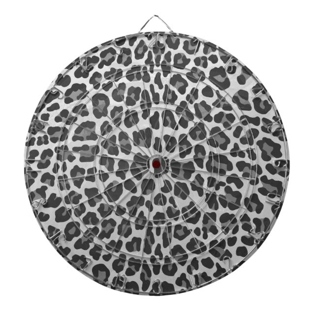 Leopard Grey and Light Grey Print Dartboard (Front)