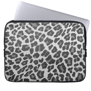 Leopard Grey and Light Grey Print Laptop Sleeve