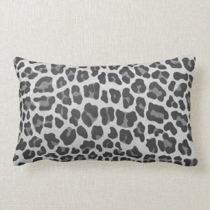 Leopard Grey and Light Grey Print Lumbar Cushion