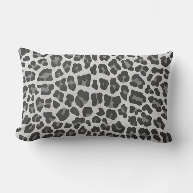 Leopard Grey and Light Grey Print Lumbar Cushion (Front)