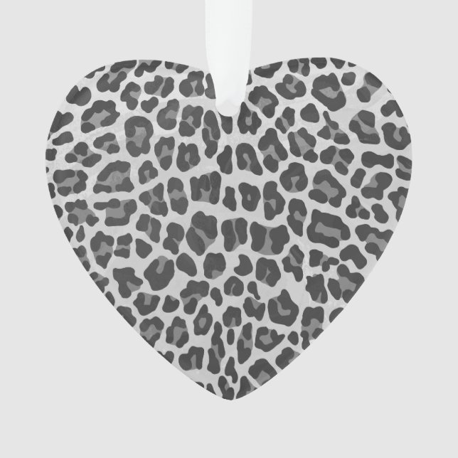 Leopard Grey and Light Grey Print Ornament (Front)