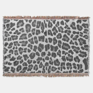 Leopard Grey and Light Grey Print Throw Blanket