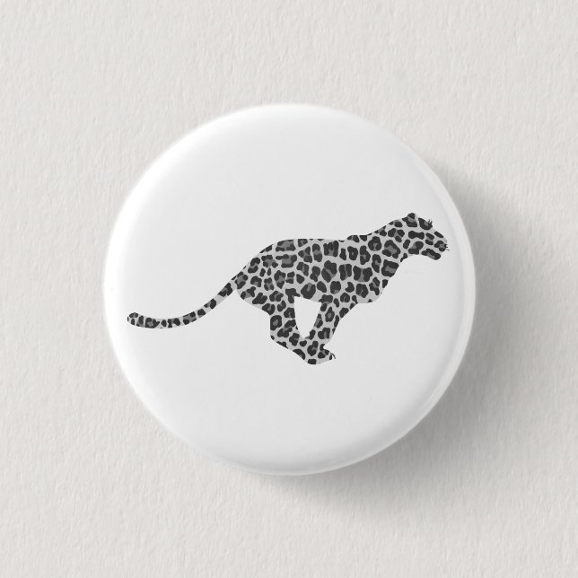 Leopard Grey and Light Grey Silhouette 3 Cm Round Badge (Front)
