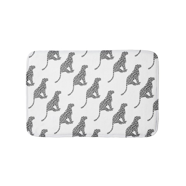 Leopard Grey and Light Grey Silhouette Bath Mat (Front)