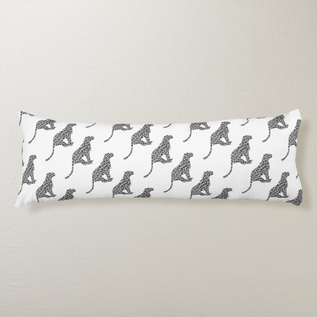 Leopard Grey and Light Grey Silhouette Body Cushion (Front)