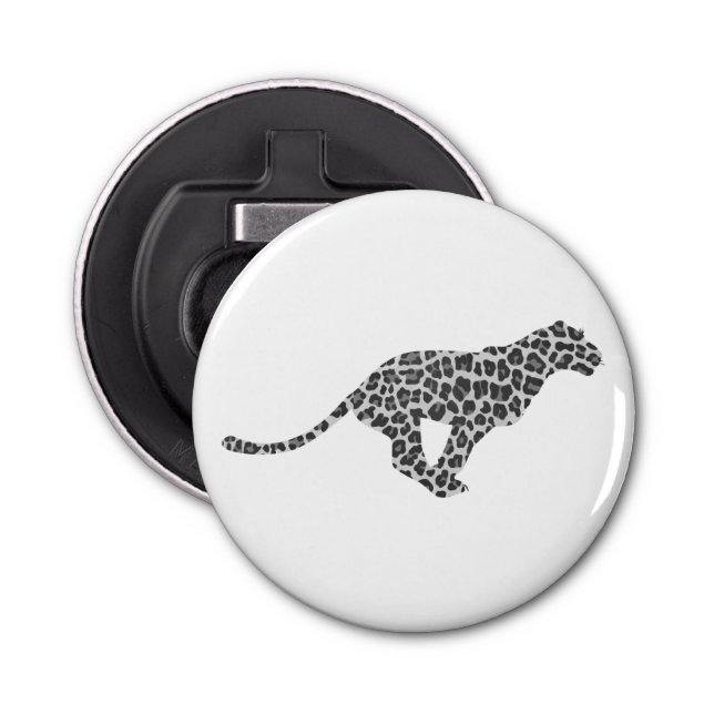 Leopard Grey and Light Grey Silhouette Bottle Opener (Front)