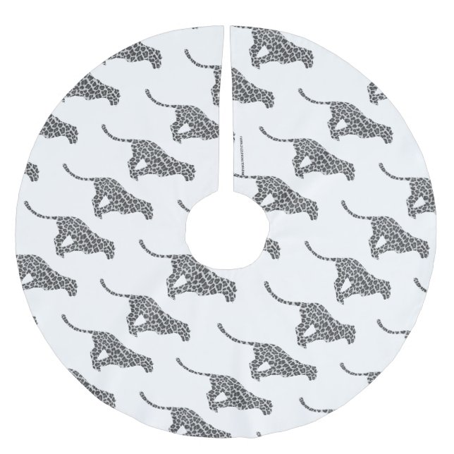 Leopard Grey and Light Grey Silhouette Brushed Polyester Tree Skirt (Front)