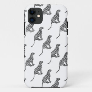 Leopard Grey and Light Grey Silhouette iPhone 11 Case