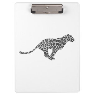 Leopard Grey and Light Grey Silhouette Clipboard