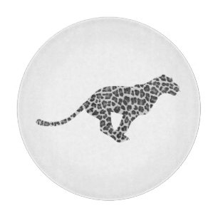 Leopard Grey and Light Grey Silhouette Cutting Board