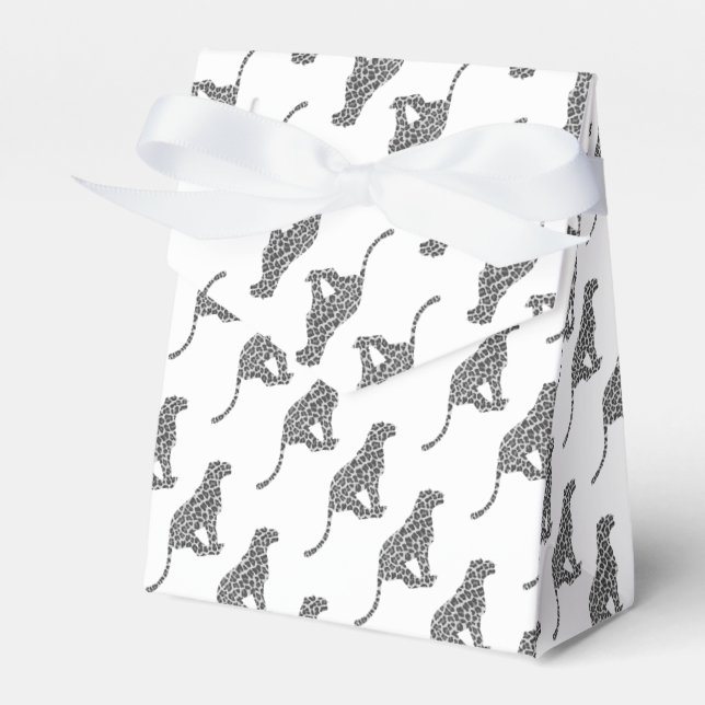 Leopard Grey and Light Grey Silhouette Favour Box (Front Side)