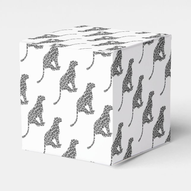 Leopard Grey and Light Grey Silhouette Favour Box (Front Side)