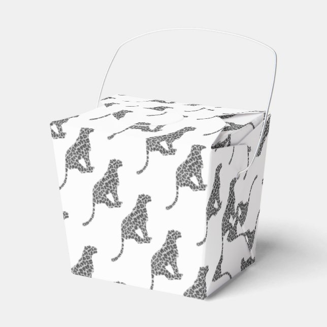 Leopard Grey and Light Grey Silhouette Favour Box (Front Side)