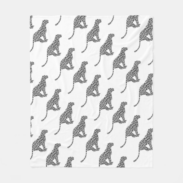 Leopard Grey and Light Grey Silhouette Fleece Blanket (Front)