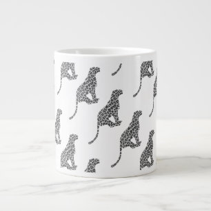 Leopard Grey and Light Grey Silhouette Large Coffee Mug