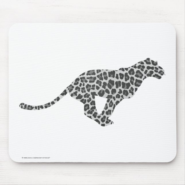 Leopard Grey and Light Grey Silhouette Mouse Pad (Front)
