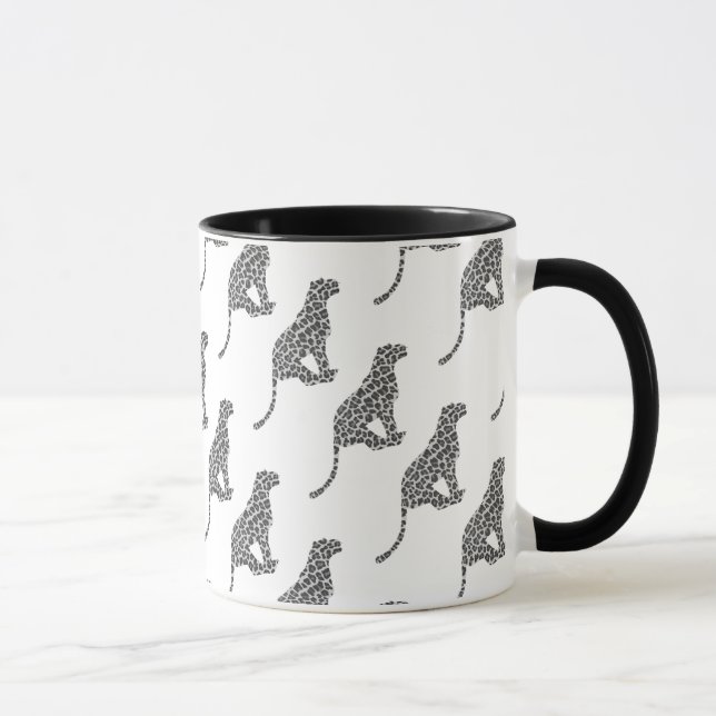 Leopard Grey and Light Grey Silhouette Mug (Right)