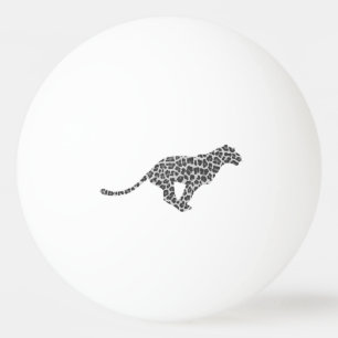 Leopard Grey and Light Grey Silhouette Ping Pong Ball