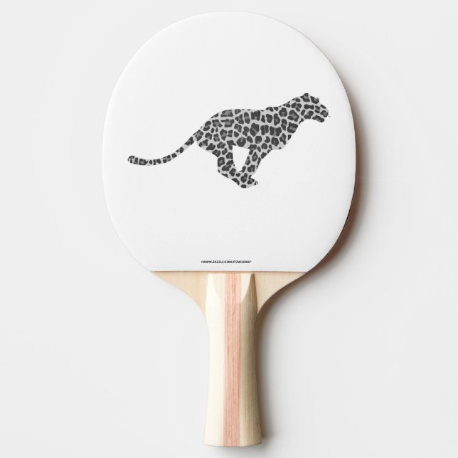 Leopard Grey and Light Grey Silhouette Ping Pong Paddle (Front)
