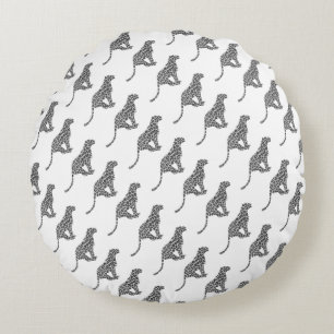 Leopard Grey and Light Grey Silhouette Round Cushion