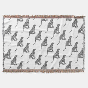 Leopard Grey and Light Grey Silhouette Throw Blanket