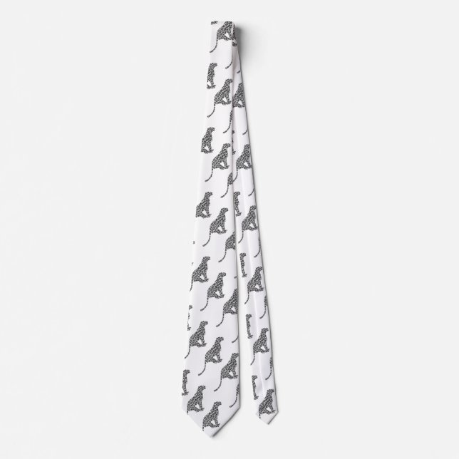 Leopard Grey and Light Grey Silhouette Tie (Front)